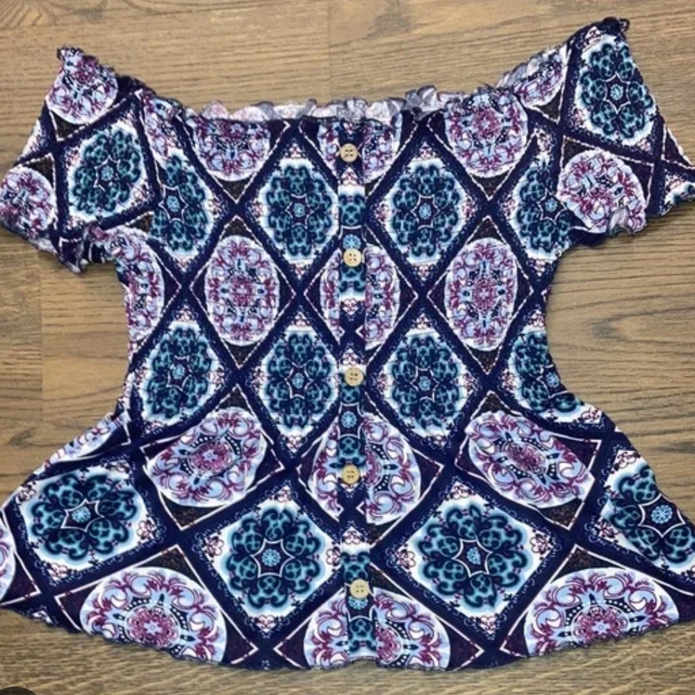 Rue21 Off-Shoulder Blouse - Navy and Purple